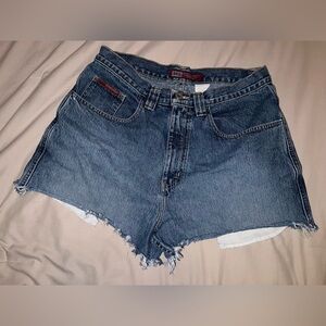 BKE Women's Distressed Blue Jean Shorts